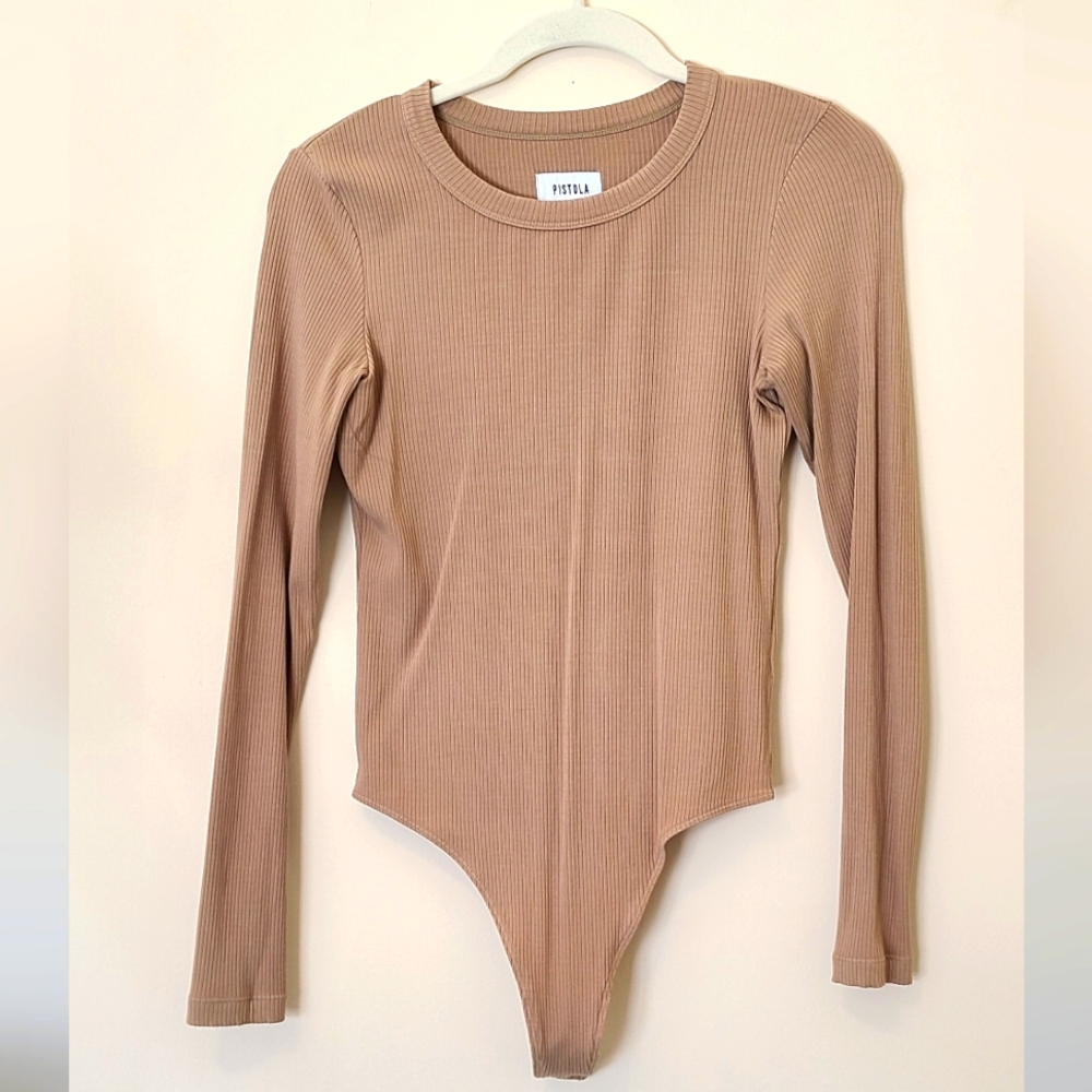 Pistola Tan Ribbed Long Sleeve Bodysuit